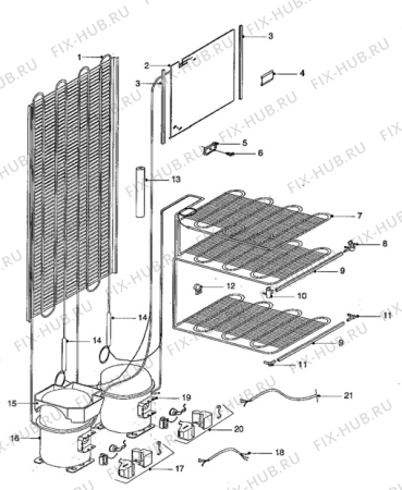 Взрыв-схема холодильника Zanussi ZFC56/46GE - Схема узла Cooling system 017